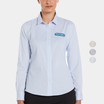 PERRY ELLIS® Mini Grid Woven Women's Dress Shirt with Custom Logo