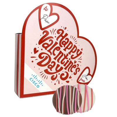 Cupid's Keepsake Box - Milk 1 White Chocolate Oreo w/ Red & Pink Drizzle