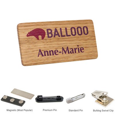1.25" x 3" Engraved Wood Name Badge