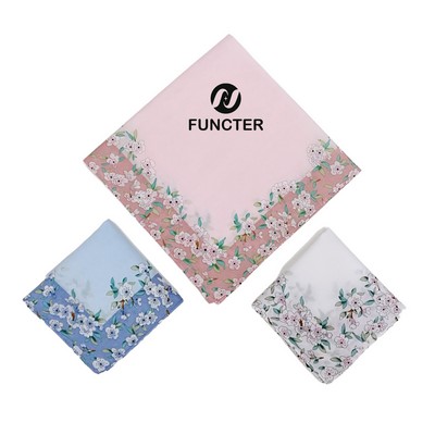 17.7" Cotton Floral Printed Handkerchief Square Hanky