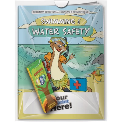Combo Pack - "Swimming & Water Safety" Coloring Book & 4-Pack of Crayon in a Poly Bag