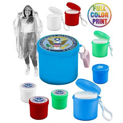 Rain Poncho with Case and Carabiner Clip - Full Color Dome
